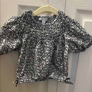 NWOT. Crewcuts Monochrome Floral Kids Blouse